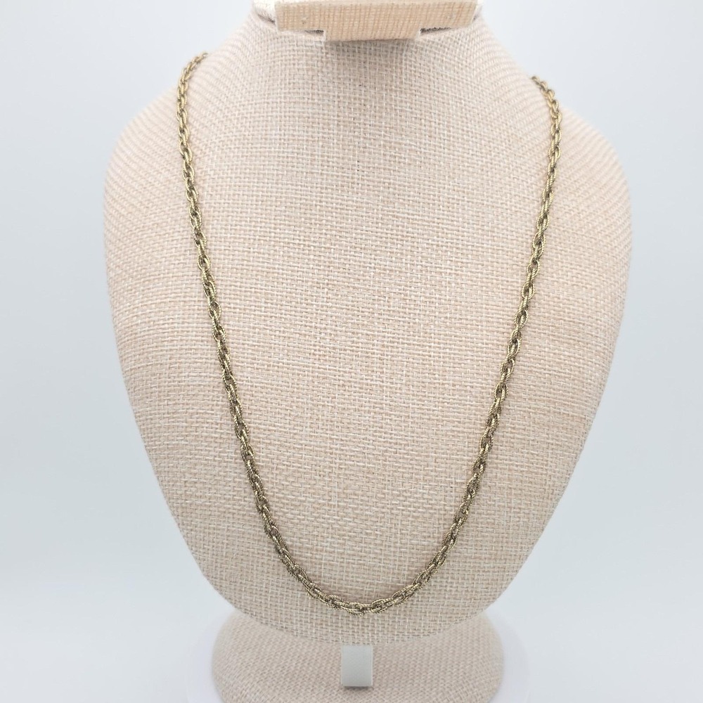 Vtg Signed SARAH COVENTRY Necklace Gold Tone Twisted Rope Chain 24" FREE $hip!!